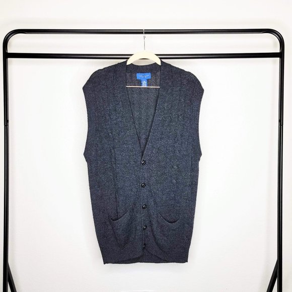 Towncraft | Sweaters | Towncraft Vintage 7s Unisex Charcoal Gray Cable Knit Sweater Vest Size Lt 